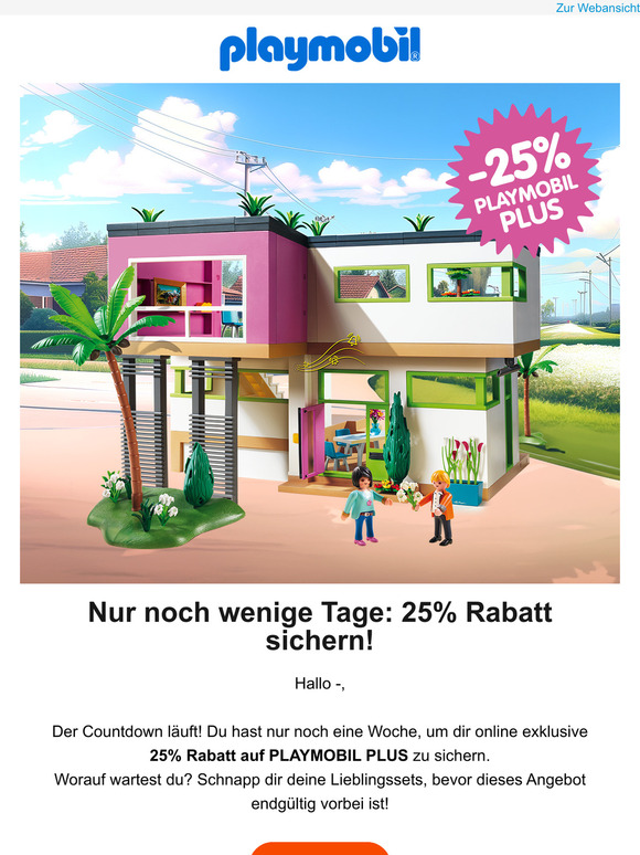 ⏳ Endspurt! 25% Rabatt auf PLAYMOBIL PLUS nur noch diese Woche!