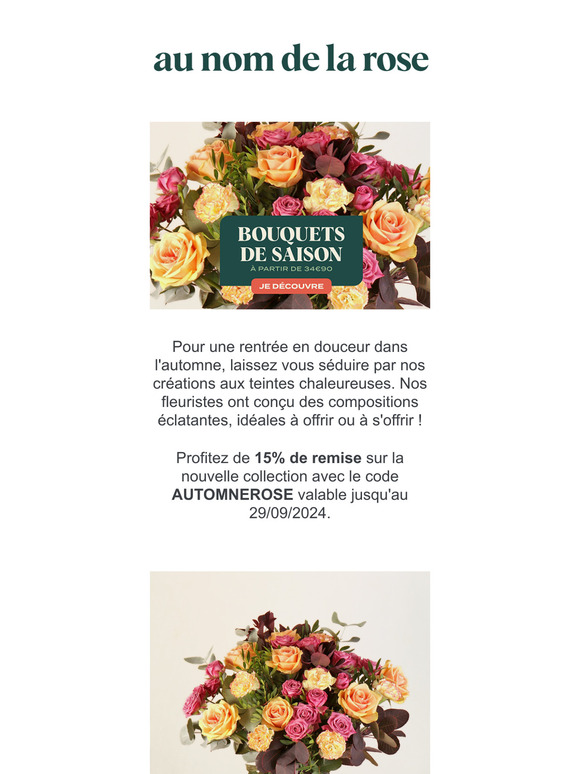 -15% sur la nouvelle collection d'automne.