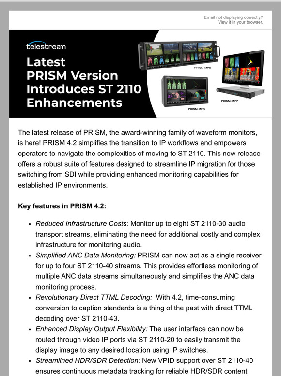 New PRISM 4.2 Streamlines IP Migration and Enhances ST 2110 Monitoring