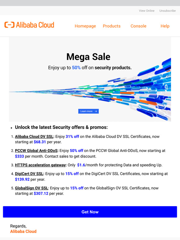 Mega Sale of Alibaba Cloud - Security Products