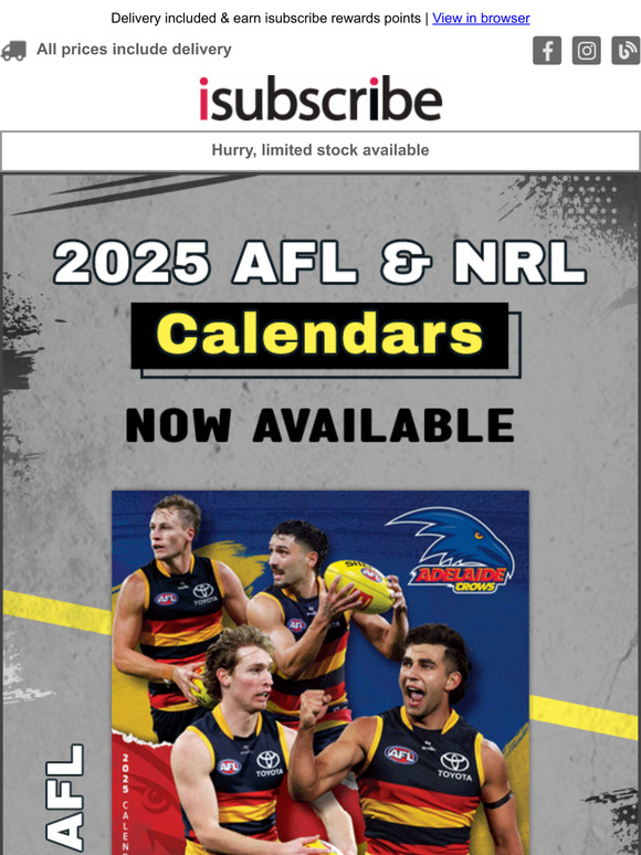 Score Big: NRL & AFL 2025 Calendars Now Available!