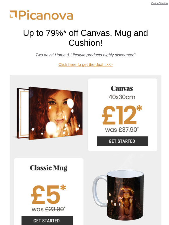 Two days - Canvas £12 - Mug £5 - Cushion £10