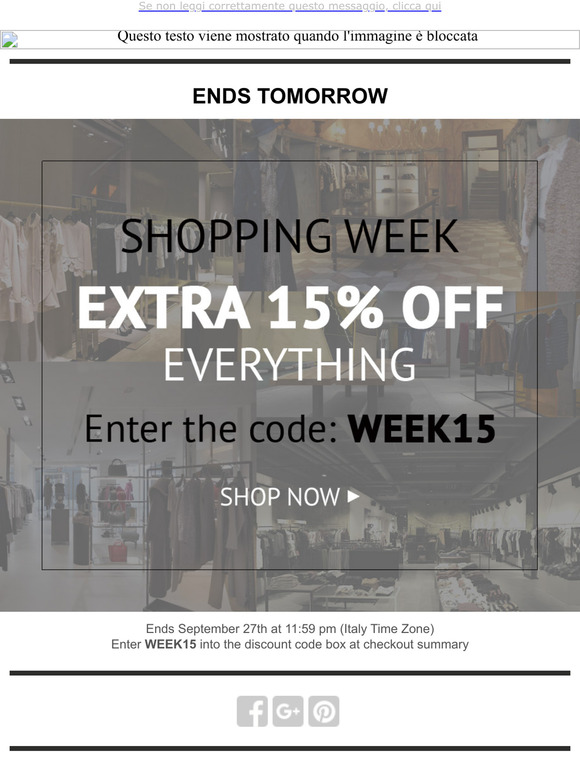 Shopping Week: EXTRA 15% OFF everything