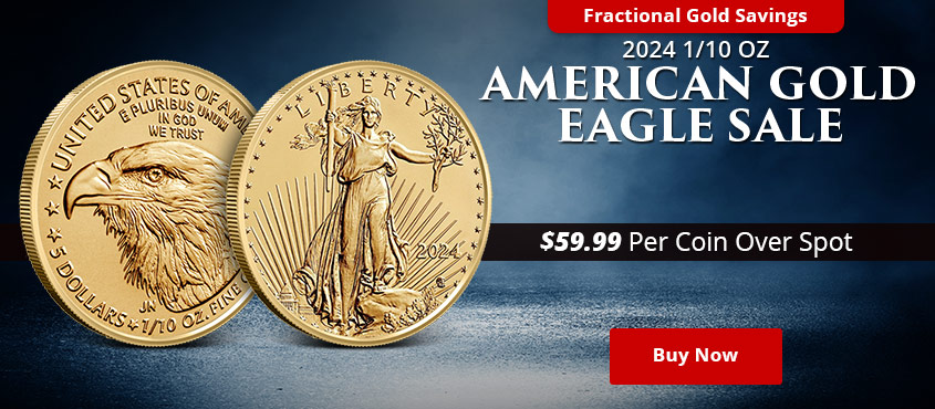 ON SALE: 2024 1/10 oz American Gold Eagle Coin (BU)