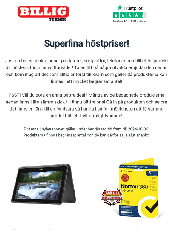 Superfina erbjudanden med fyndpriser på nytt och begagnat!