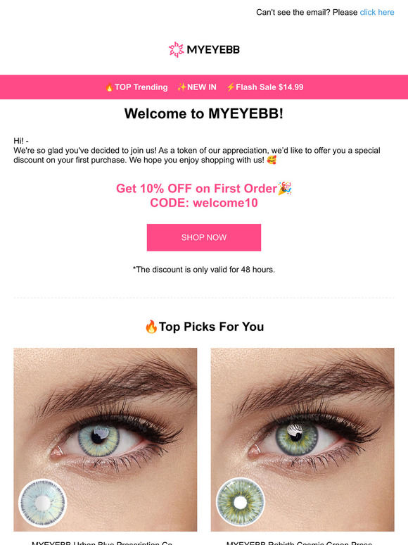 Welcome to MYEYEBB Colored Contacts Club!