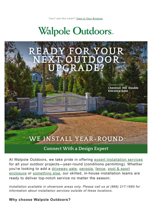 Walpole Outdoors Ready for Your Next Outdoor Upgrade? We Install Year