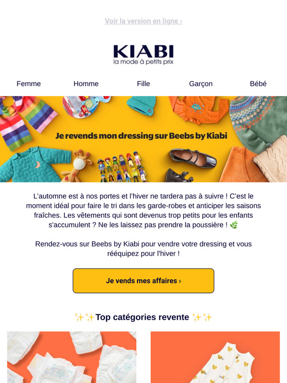 Vendez votre dressing sur Beebs by Kiabi