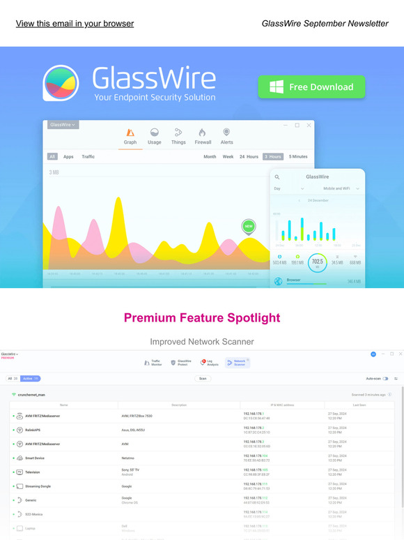 GlassWire™ - Improved Network Scanner and more News