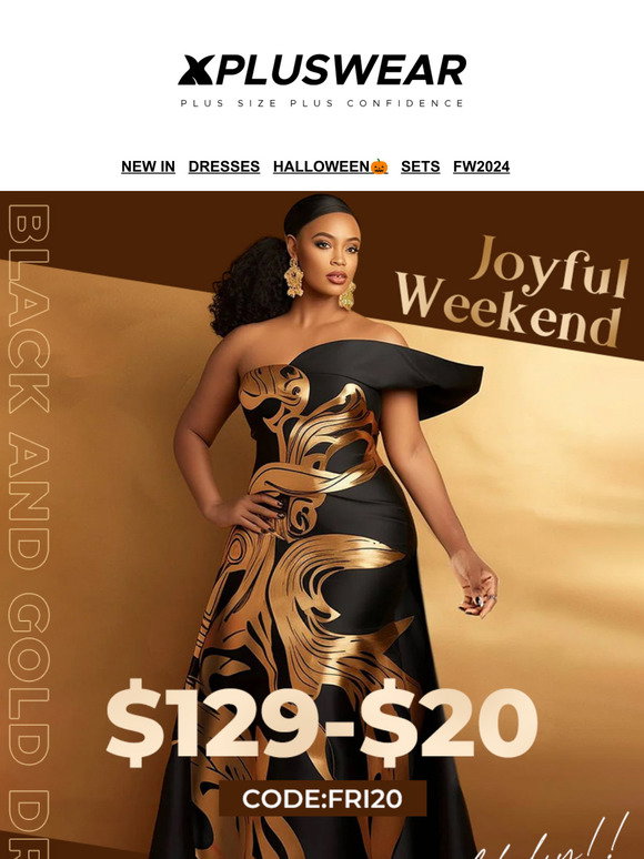 Xpluswear: Must-have for glam gals: Black & Gold dress! $20 OFF | Milled Xpluswear: Must-have for glam gals: Black & Gold dress! $20 OFF | Milled
