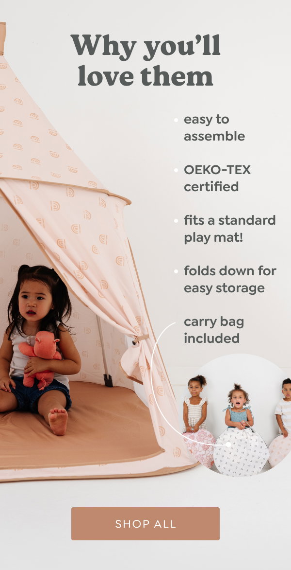 Why you’ll love them. easy to assemble; folds down for easy storage; OEKO-TEX certified; carry bag included; fits a standard play mat! [SHOP ALL]
