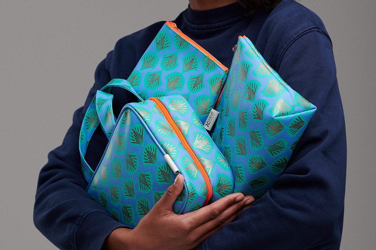 Turquoise blue wash bags and makeup bags