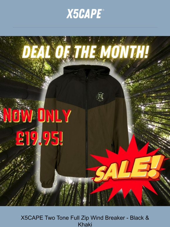 Act fast! Get the khaki windbreaker for only £19.95