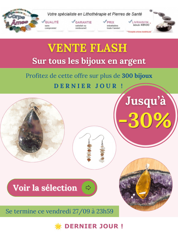⏰ DERNIER JOUR : Jusqu'à -30% sur notre Collection Argent
