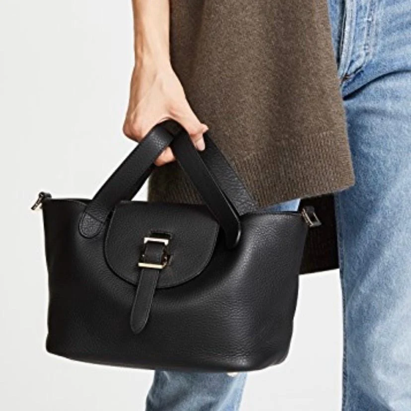 Thela Mini Black Zip Handbag - Luxurious Italian Leather Tote