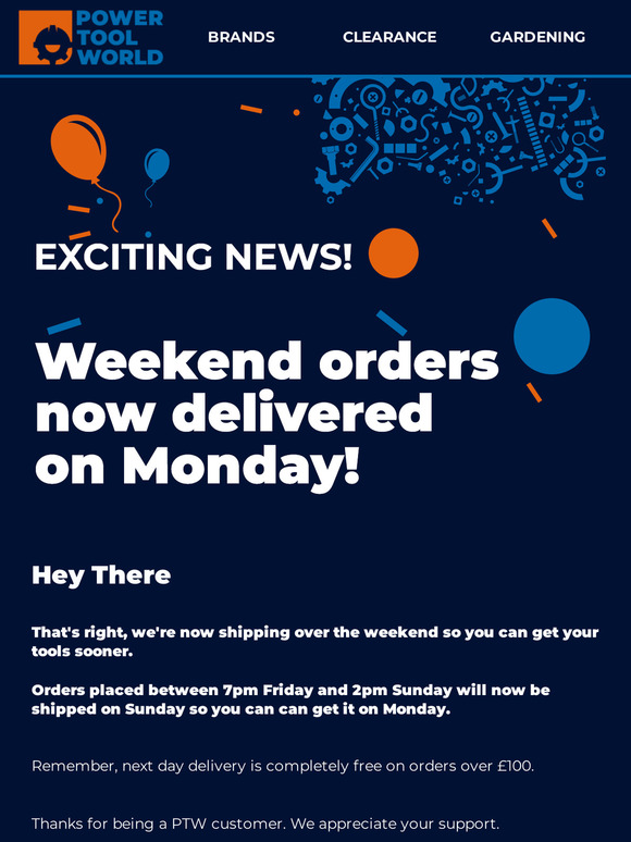 Announcement - Weekend orders are now delivered on Monday!