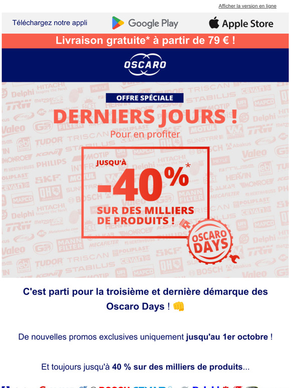 💥Profitez de la dernière démarque des Oscaro Days  👊
