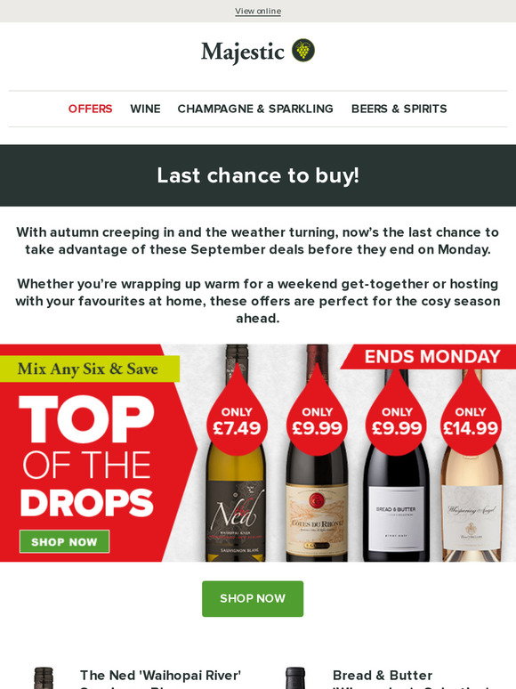 Majestic Wine: Last chance: Our Top Offers end on Monday | Milled