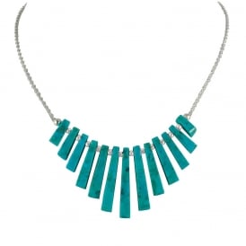 Idaho Turquoise Graduated Fan Sterling Silver Necklace