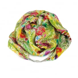 Tropical Sunrise Liberty Print Pure Satin Silk Infinity Scarf