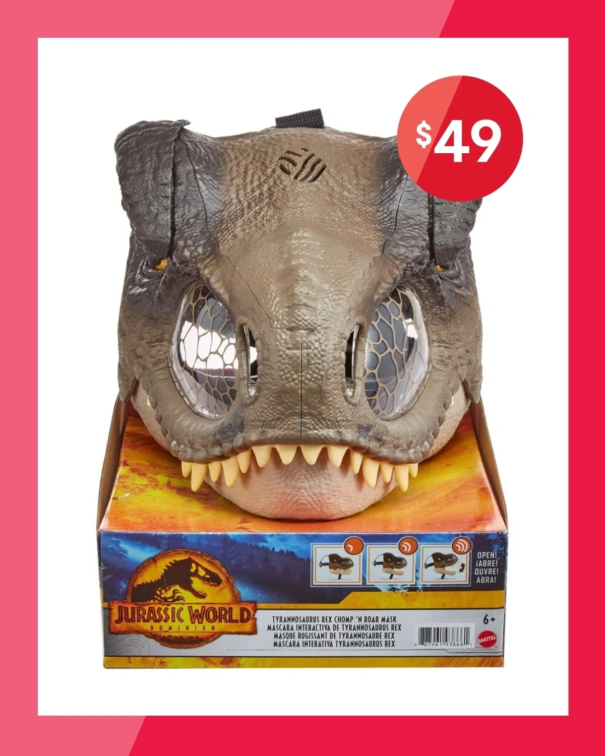 Jurassic World Dominion Tyrannosaurus Rex  Chomp 'N Roar Mask $49.