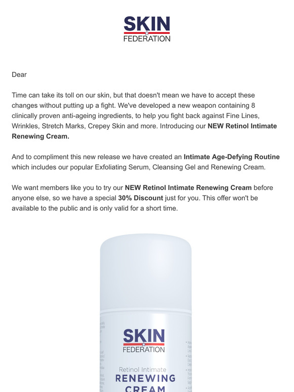 NEW Retinol Intimate Renewing Cream - 30% Discount for Members