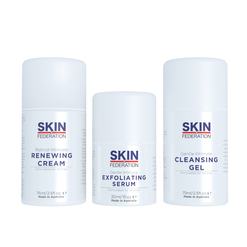 Intimate Age Defying  Routine (Retinol Smoothing Cream, Exfoliating Serum, and Cleansing Gel)