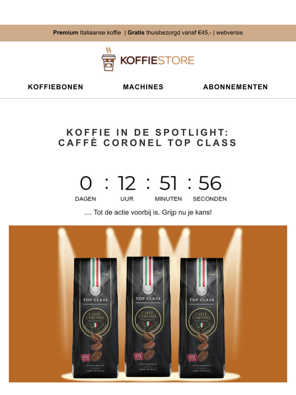 Laatste Kans: 20% korting op 3kg Caffe Coronel Top Class koffiepakket☕