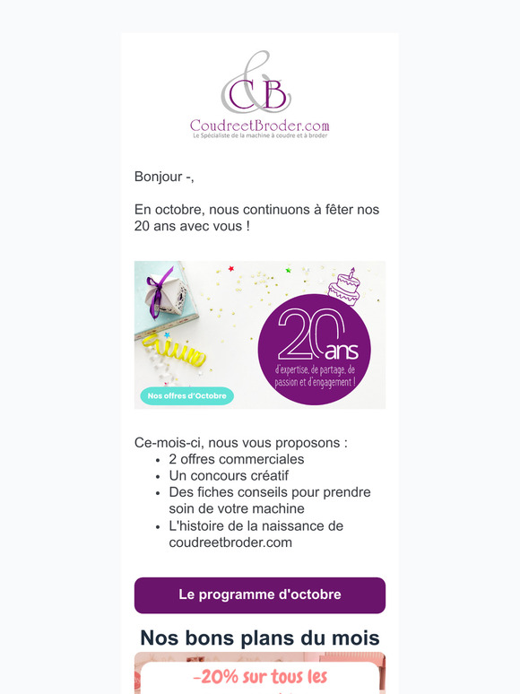 Concours, offres et expertise pour fêter nos 20ans en octobre !