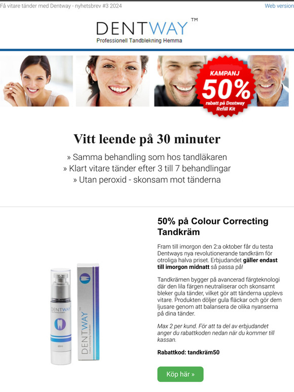 🤩 Upp till 50% rabatt på tandblekning från Dentway
