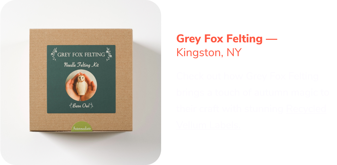 Grey Fox Felting — Kingston, NY | Check out how Grey Fox Felting brings a touch of autumn magic to their craft with stunning Recycled Vellum Labels.