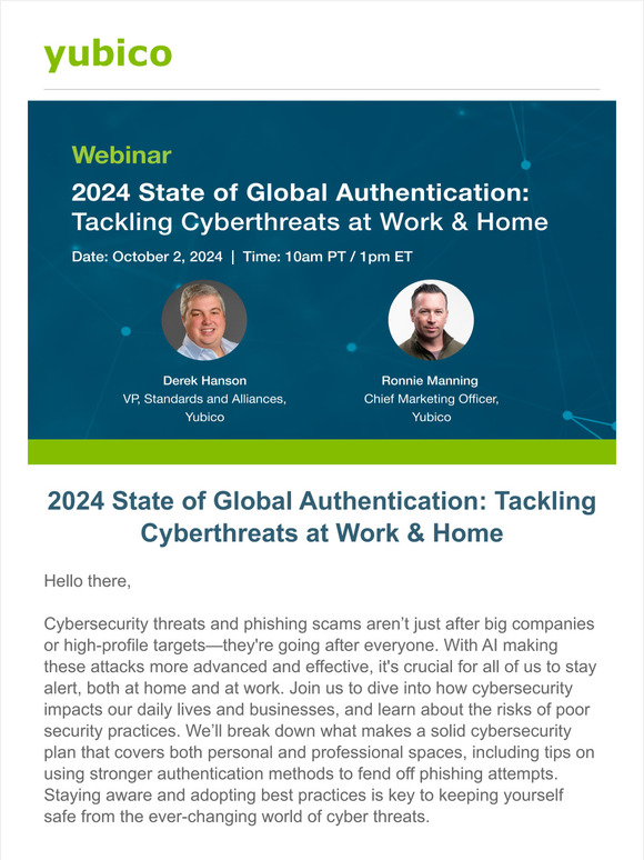 [Last Chance To Register] 2024 State of Global Authentication: Tackling Cyberthreats at Work & Home