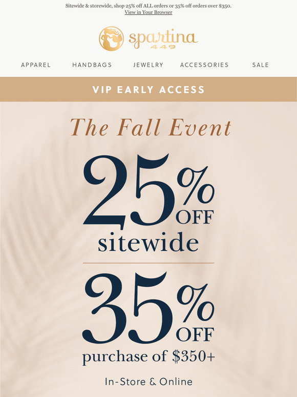 Spartina: VIP: Sitewide Fall Event Early Access | Milled