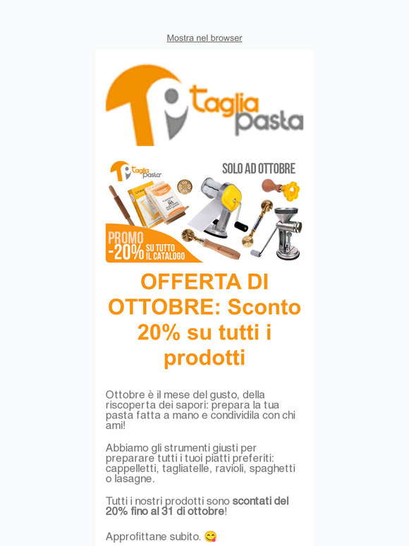 😋Autunno, è ora di preparare la pasta! Sconto del 20% su tutti i nostri prodotti!