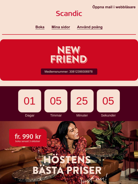 ⏰ 1 dag kvar – rum från 990 kr