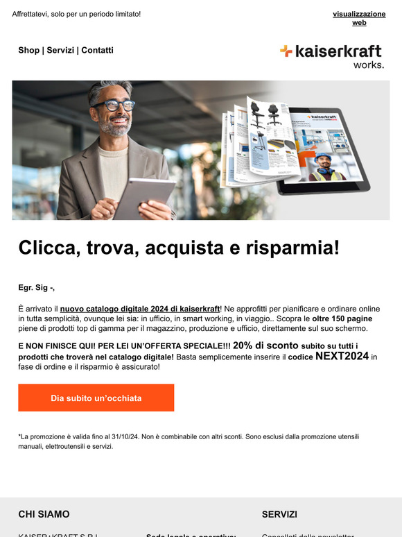 Il nostro catalogo digitale 2024 + 20% di sconto sul tuo prossimo ordine!
