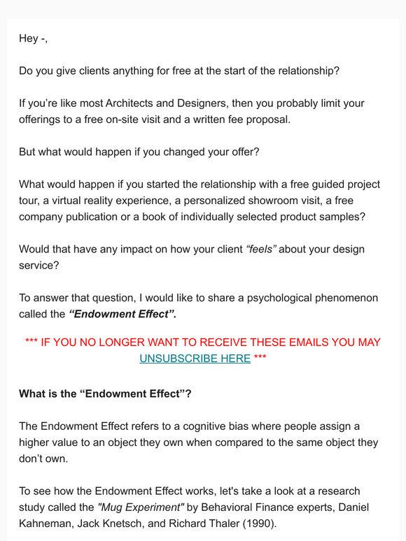 Why Architects Need to Understand "The Endowment Effect"