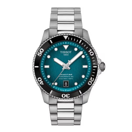 Tissot Seastar Men's 40mm Teal Dial Stainless Steel Bracelet Watch
