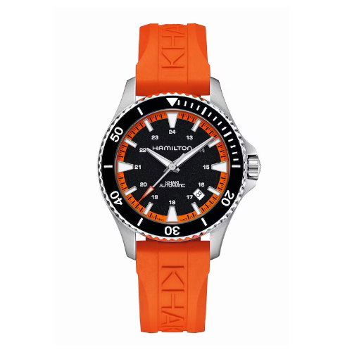 Hamilton Khaki Navy Scuba Men's Orange Rubber Strap Watch