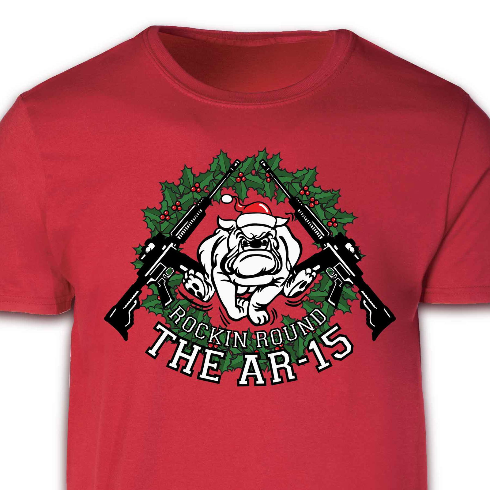 Image of Marine Mascot Rockin' Around the AR-15 Holiday T-shirt