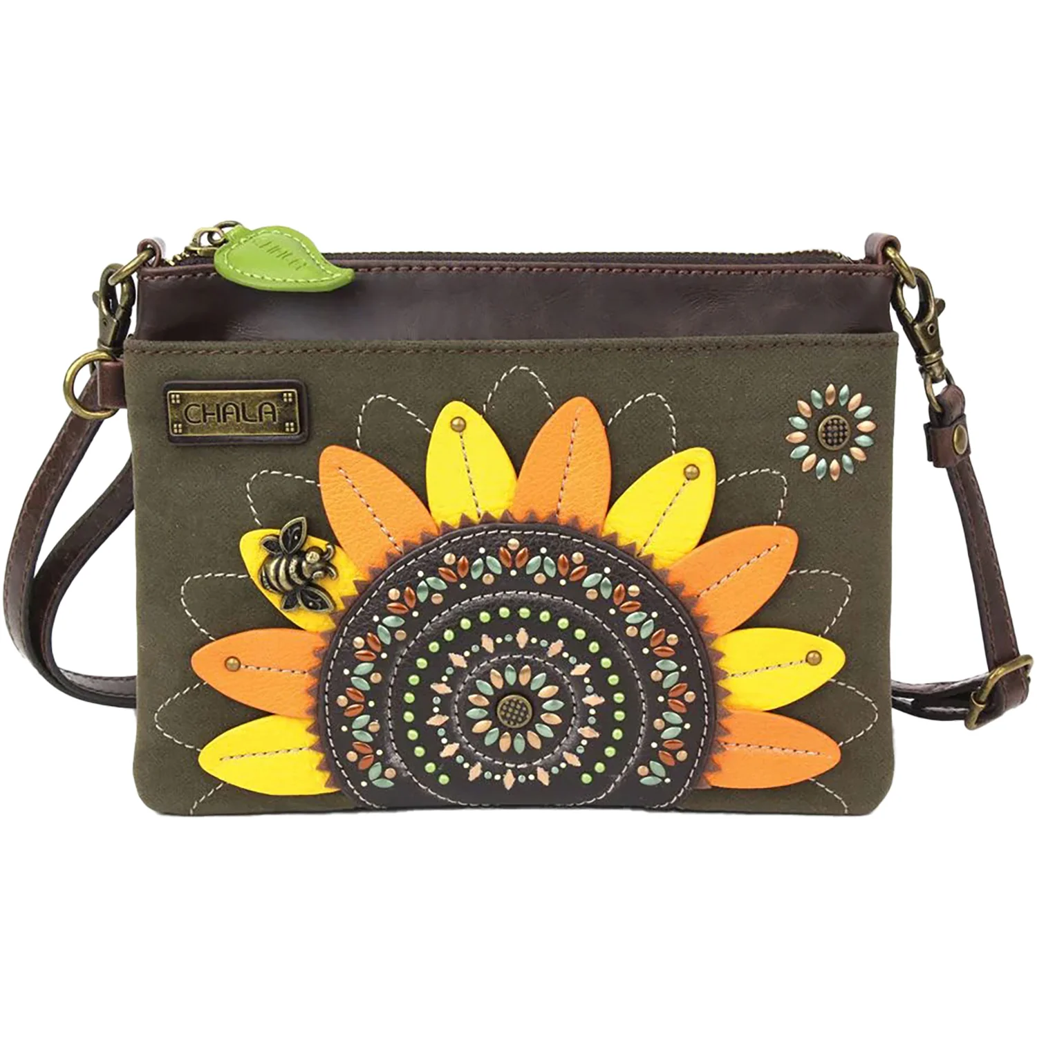Image of Women's Chala Sunflower Dazzled Mini Crossbody Olive Synthetic