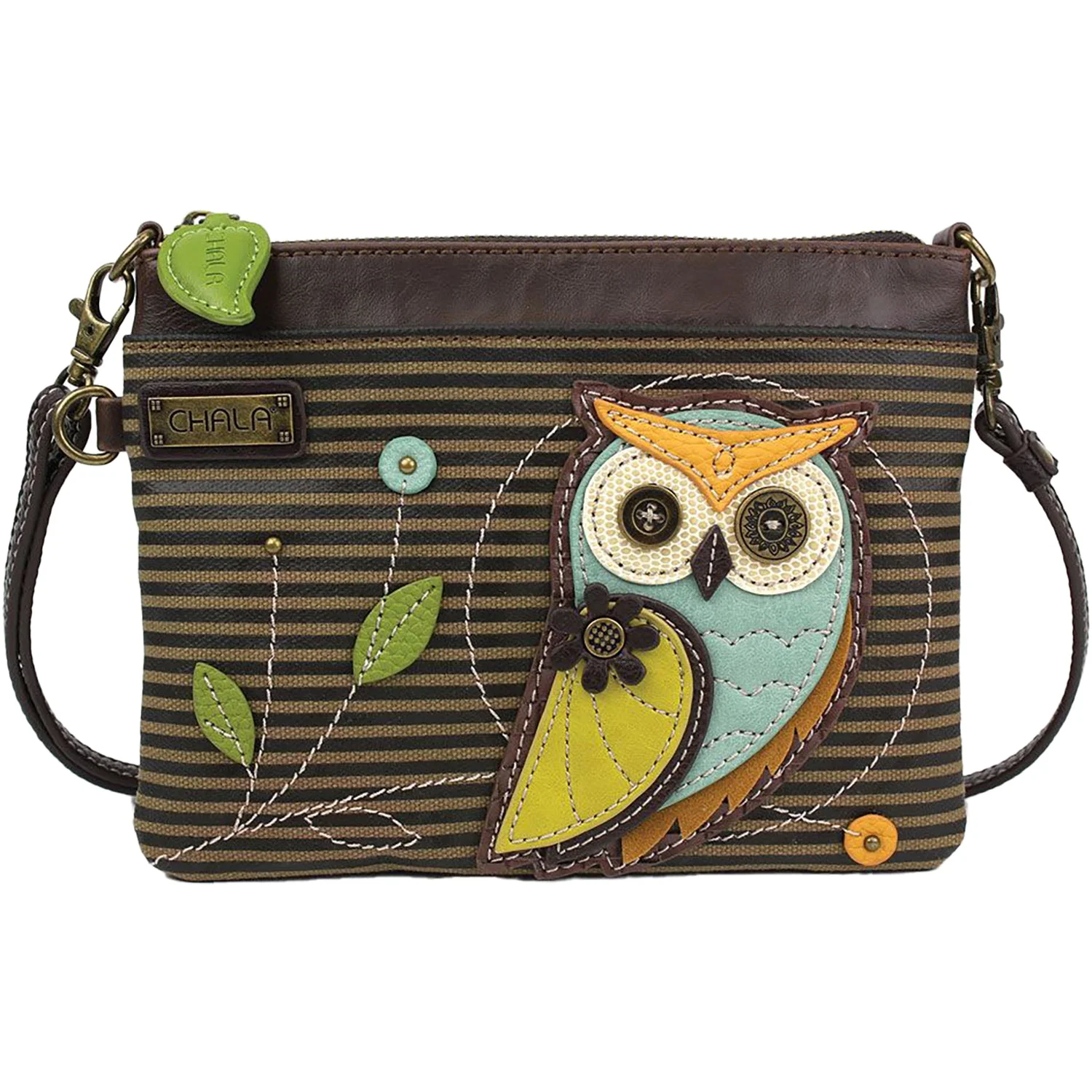 Image of Women's Chala Owl Mini Crossbody Olive Stripe