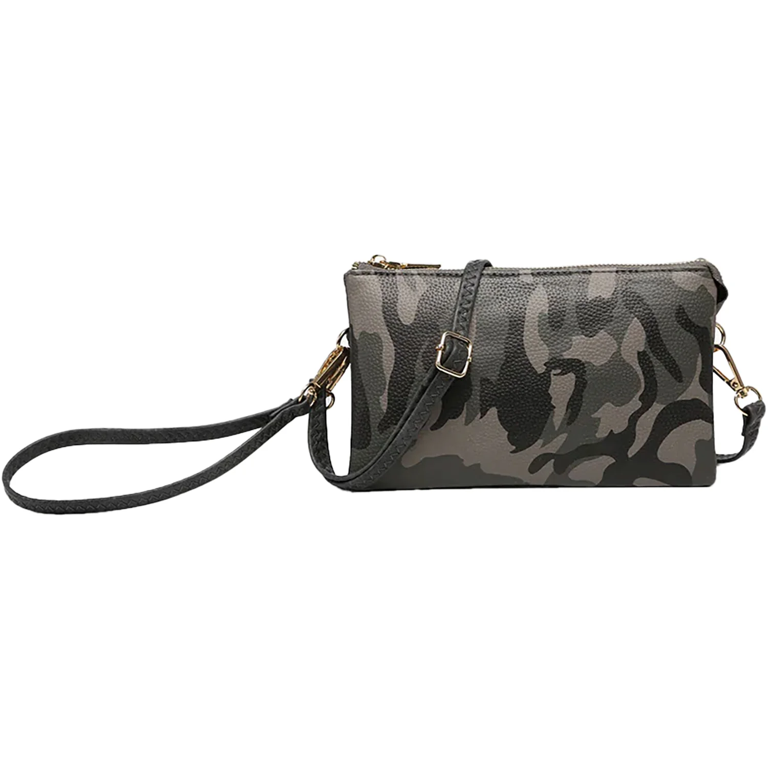 Image of Women's Jen & Co. Riley Monogrammable 3 Compartment Crossbody Camo Synthetic