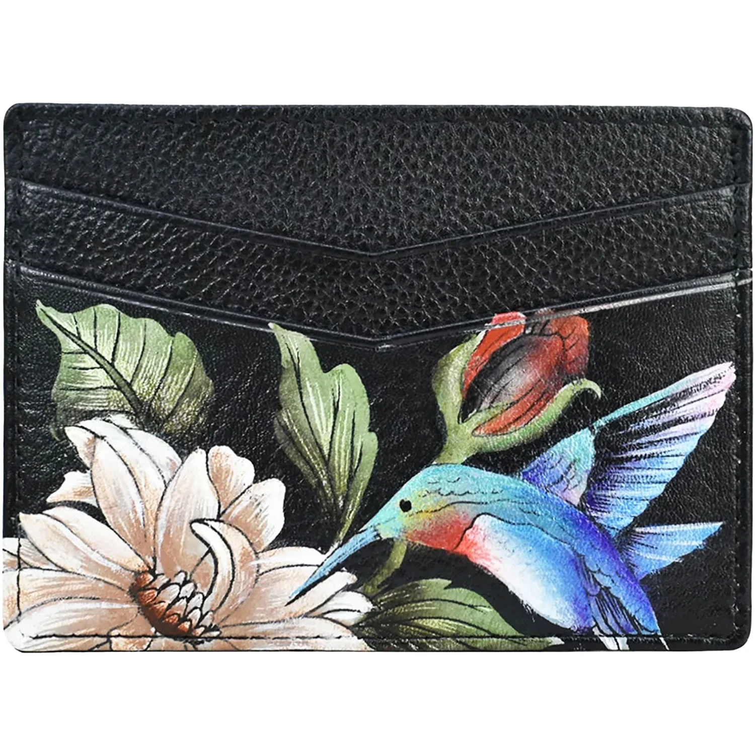 Image of Women's Anuschka Credit Card Case Hummingbird Heaven Leather