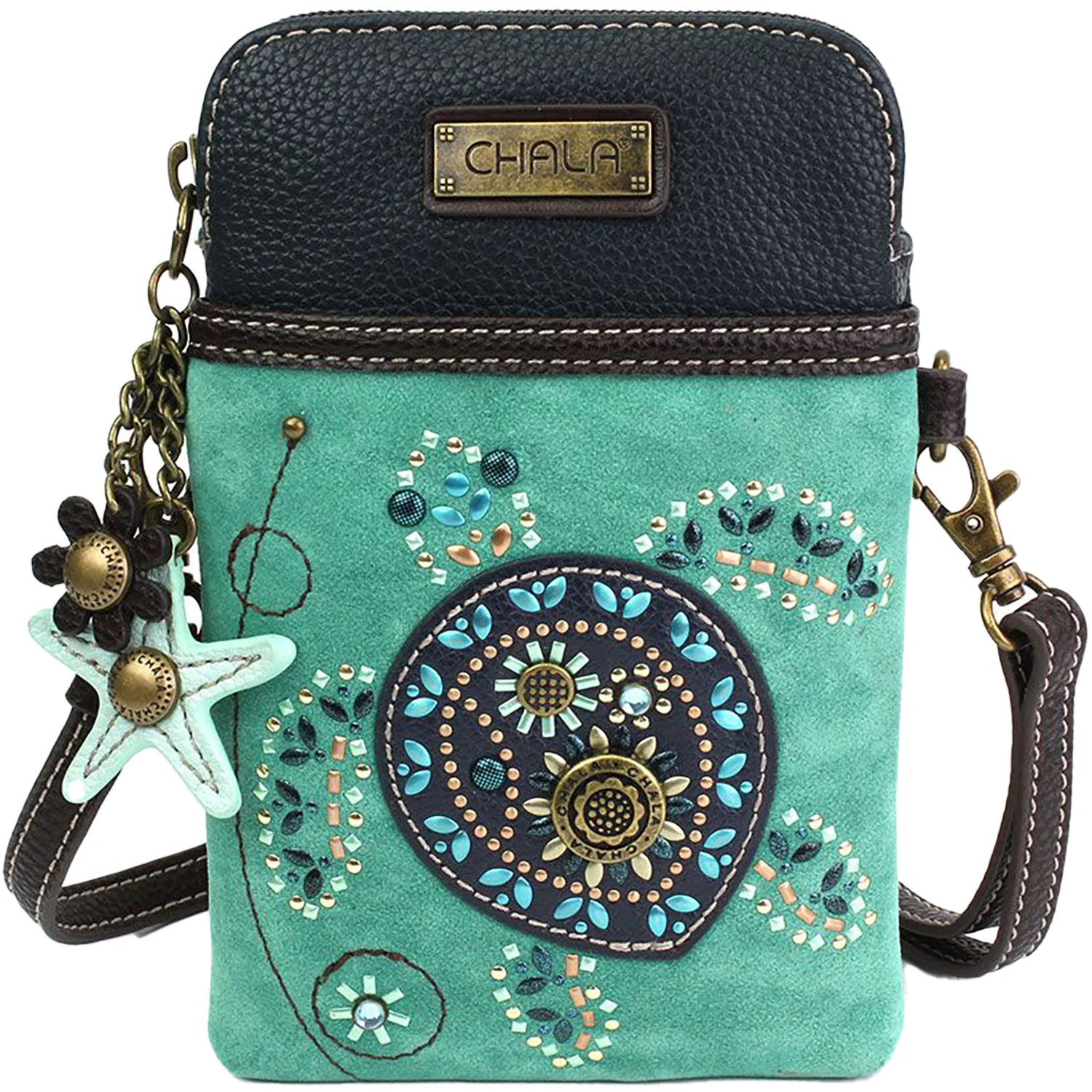 Image of Women's Chala Turtle Dazzled Cellphone Xbody Turquoise Synthetic