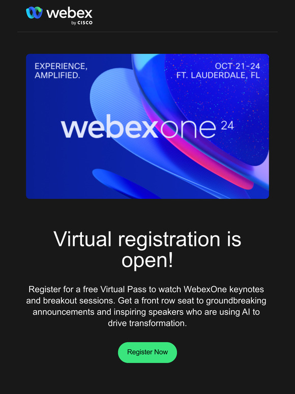 WebexOne virtual registration is open!
