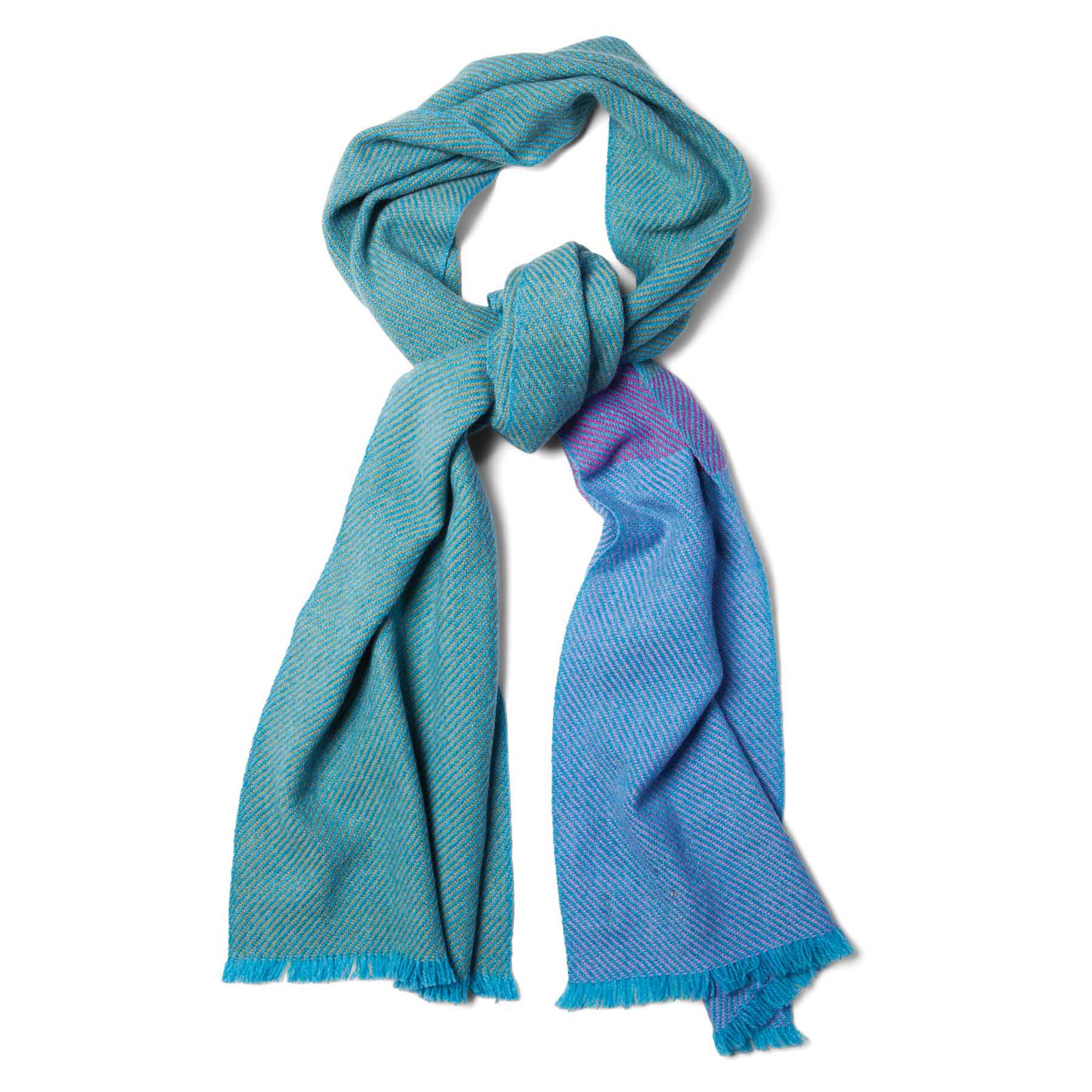 Image of Wool Color Block Scarf- Blue and Purple