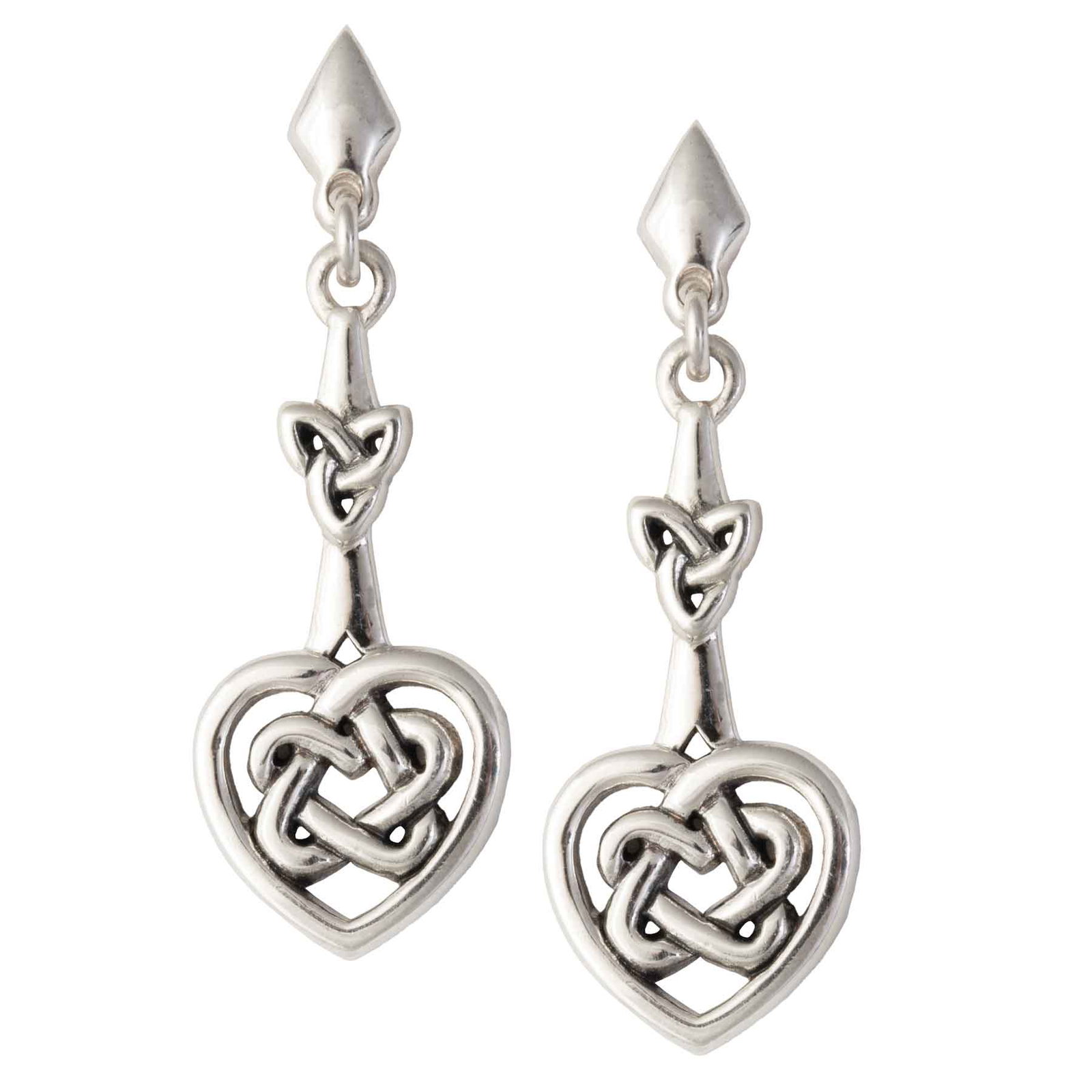 Image of Celtic Heart Silver Post Earrings
