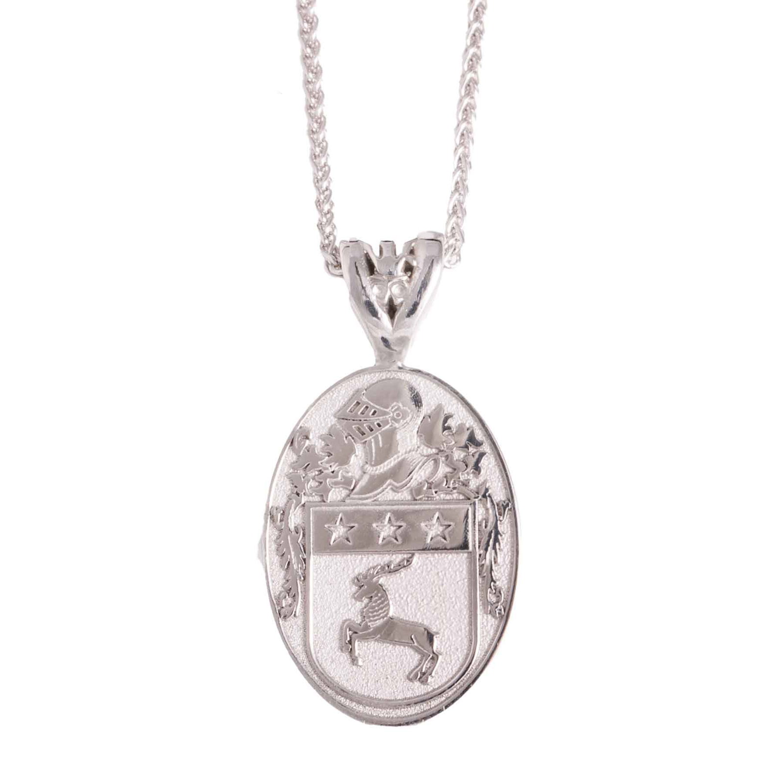 Image of Silver Large Oval Coat of Arms Necklace