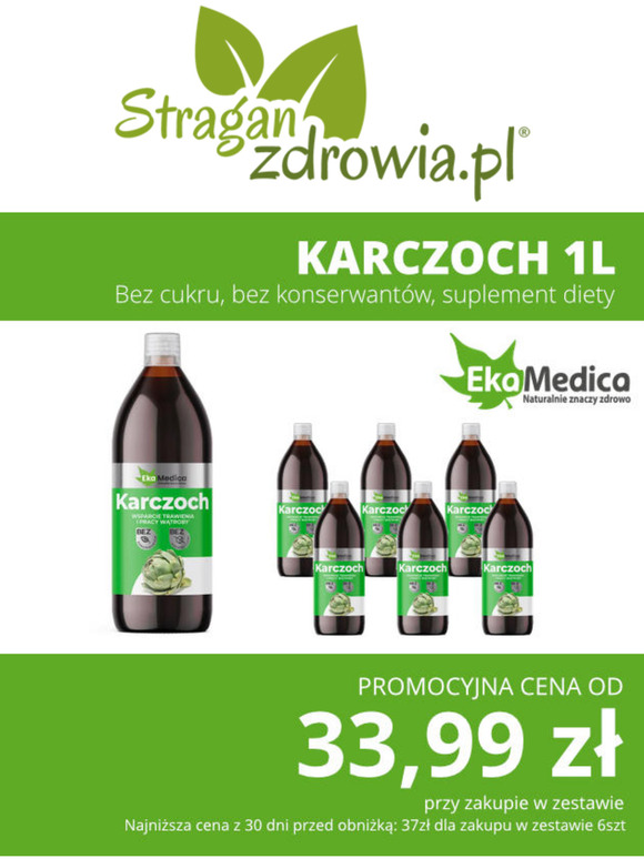 Wsparcie wątroby - Karczoch 1L EkaMedica jeszcze taniej!